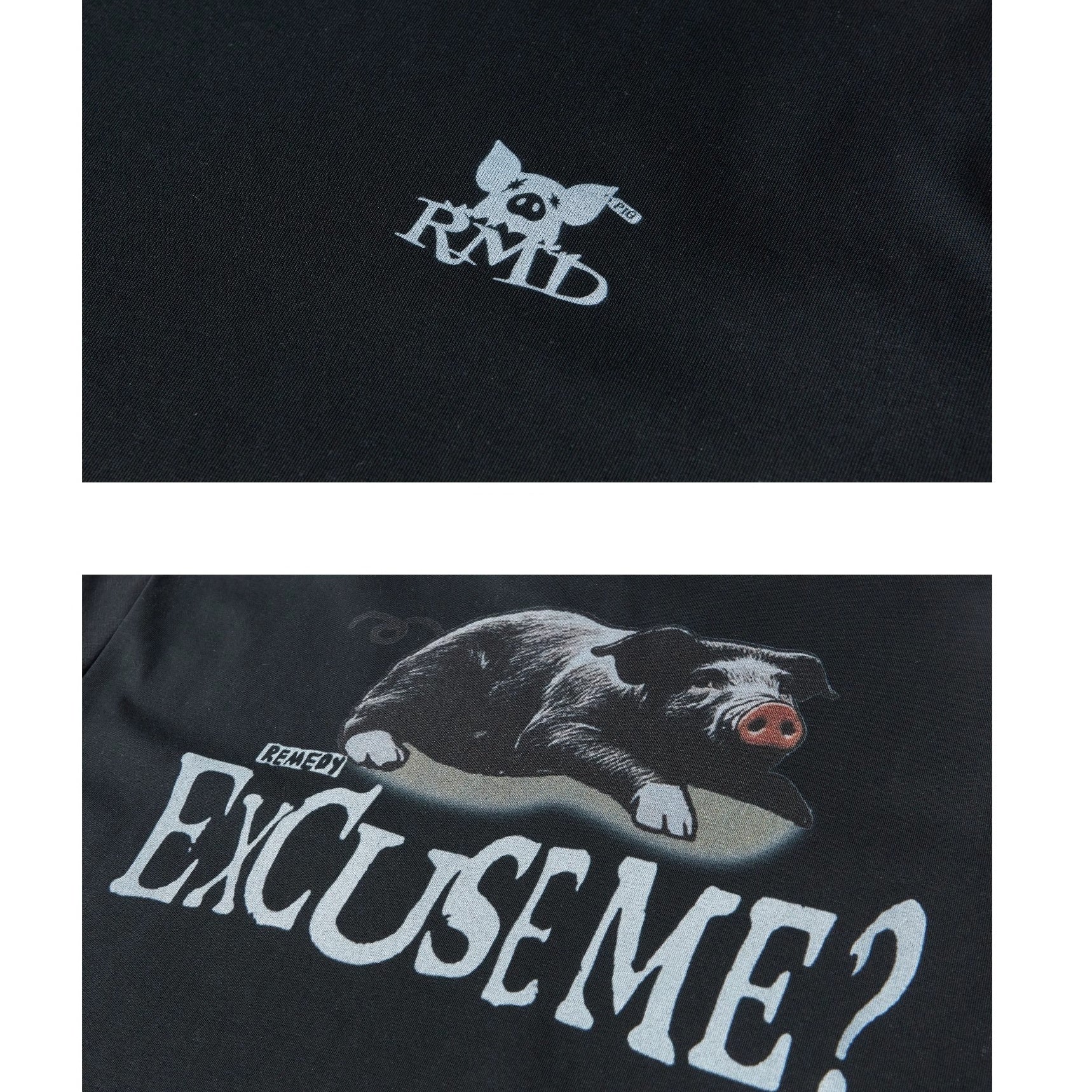 Funny Black Pig Print T-shirt MB7358
