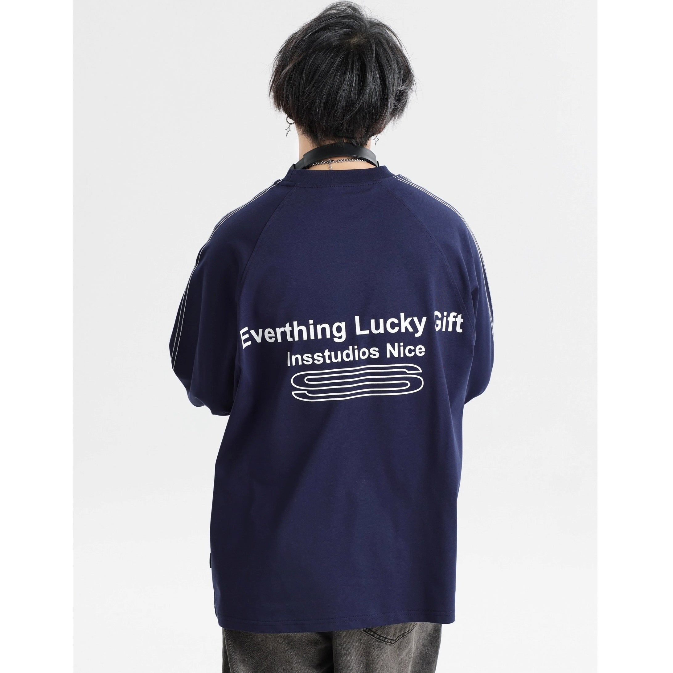 Dotted Line Three Bars LOGO Raglan Long Sleeve T-Shirt IN7071