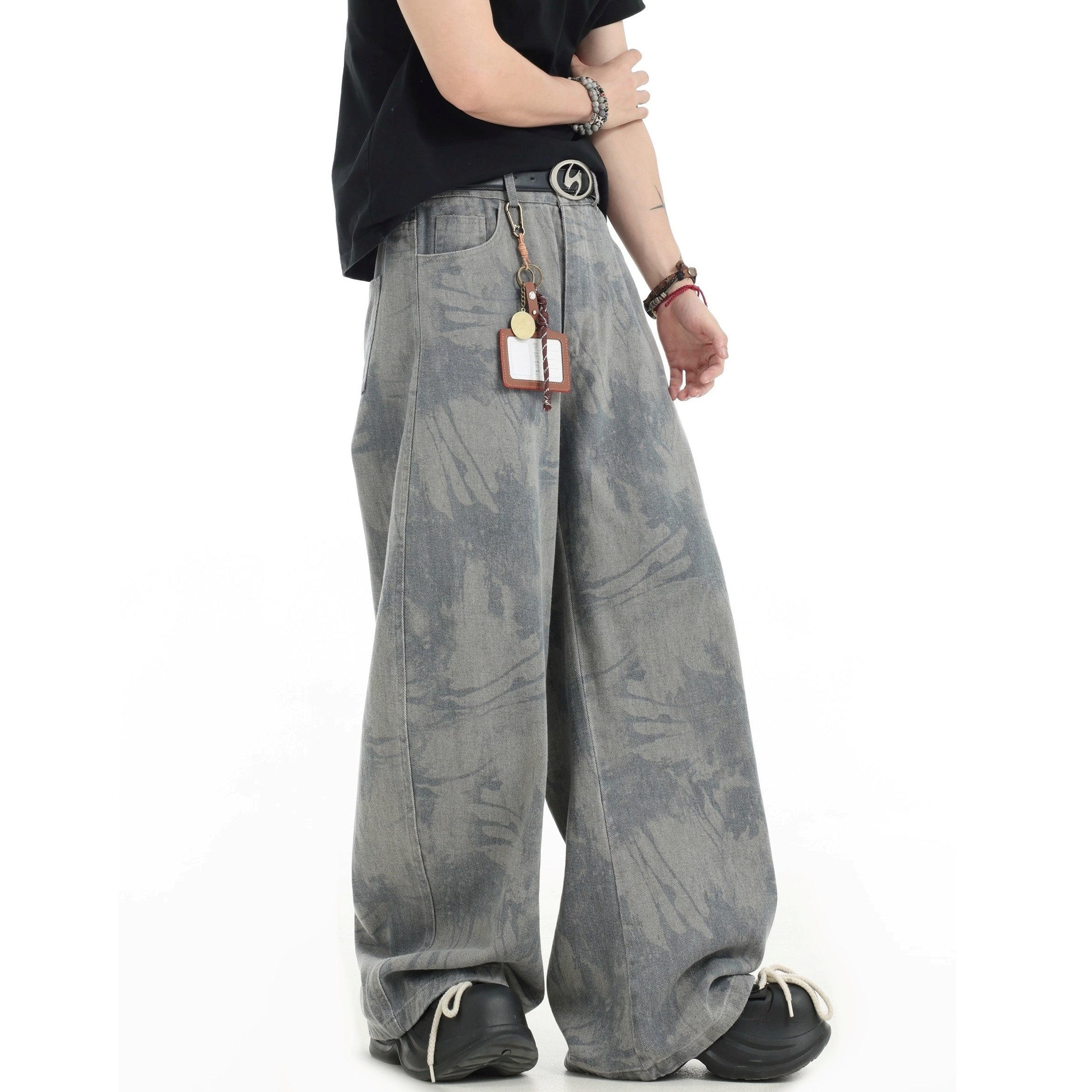 Splashed Ink Tie-dye Wide-Leg Jeans IN7070