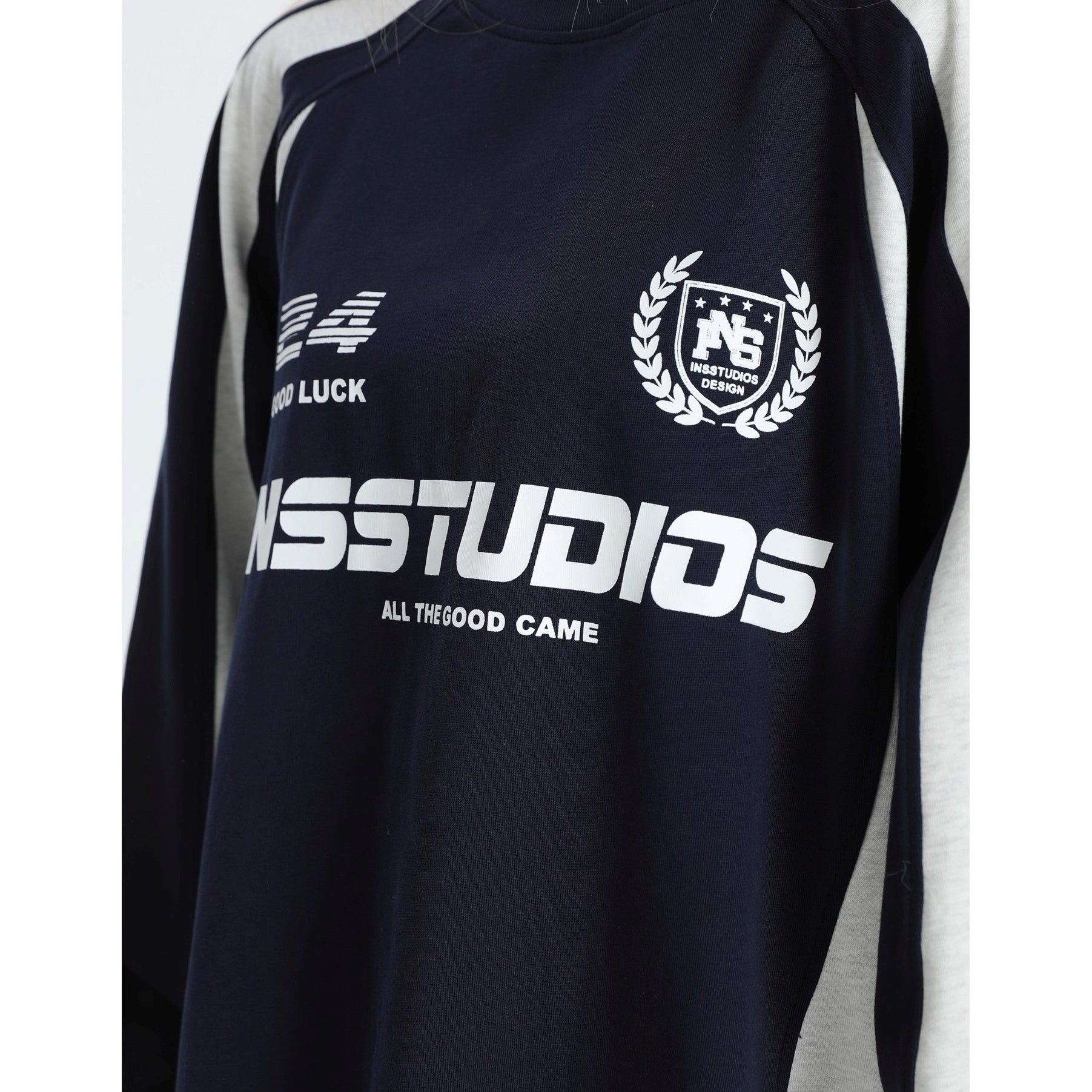 Contrasting Stitching Racing LOGO Long Sleeve T-shirt IN7074