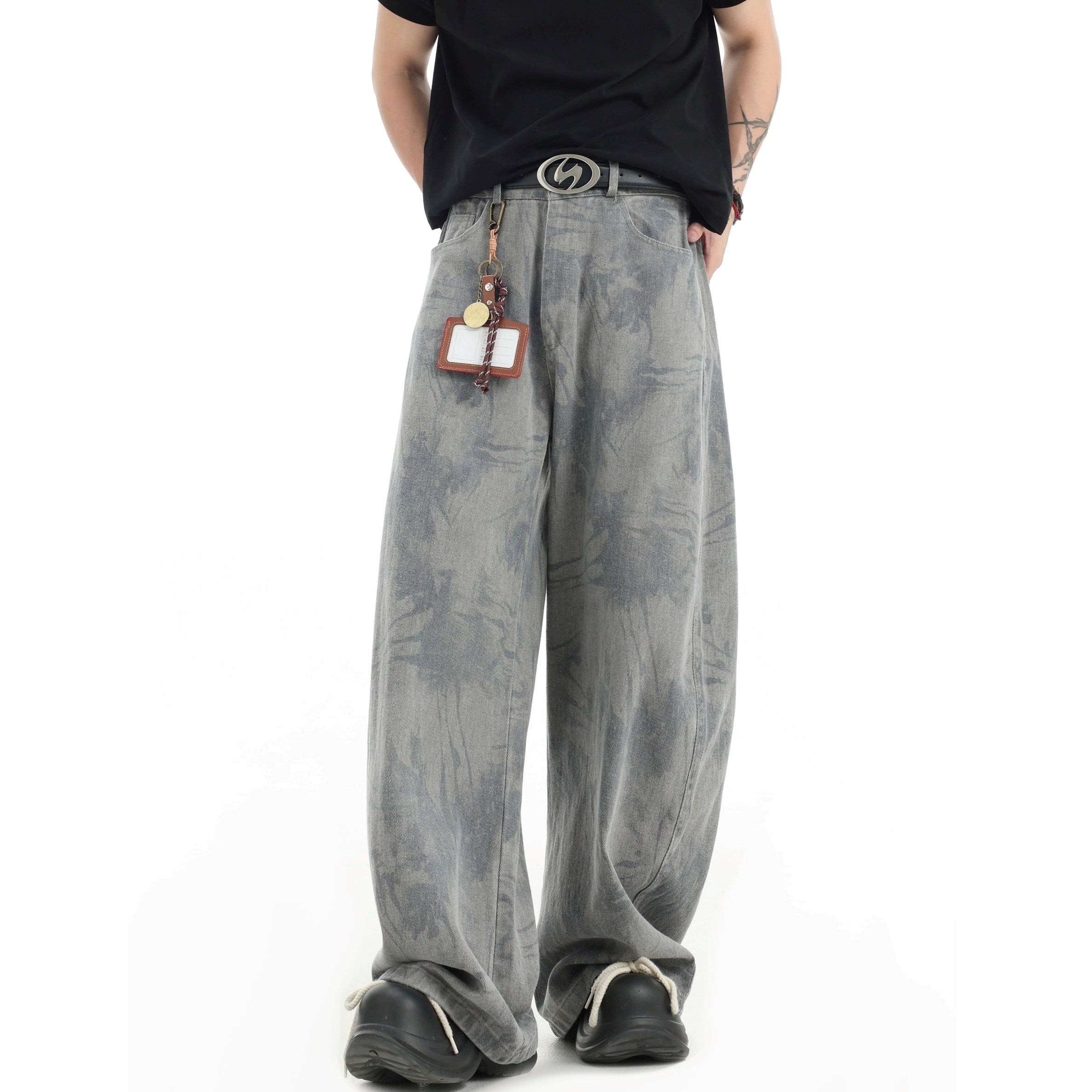 Splashed Ink Tie-dye Wide-Leg Jeans IN7070