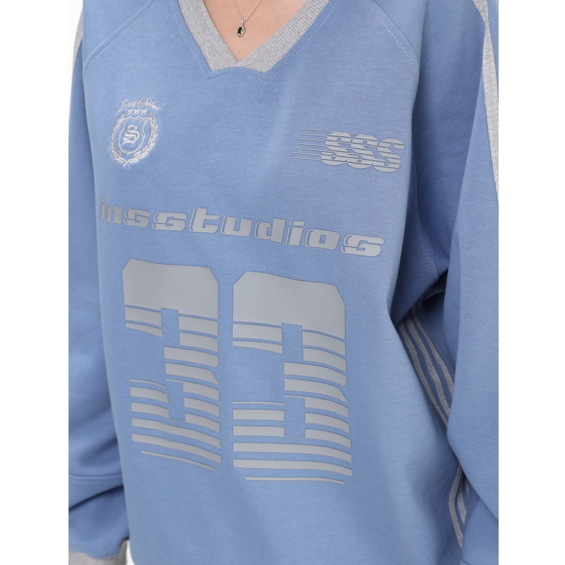 V-Neck Striped Jersey Sweatshirt IN7075