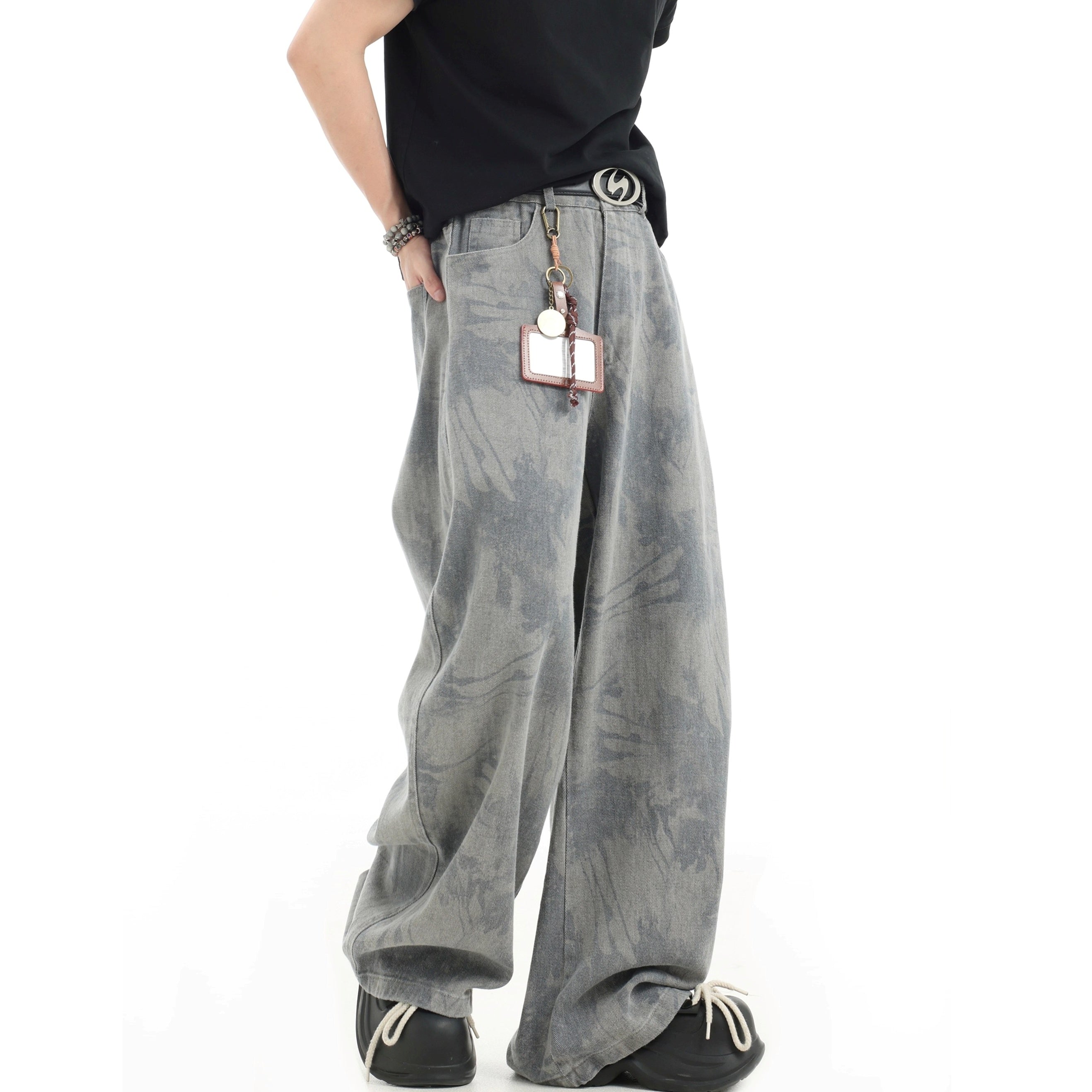 Splashed Ink Tie-dye Wide-Leg Jeans IN7070
