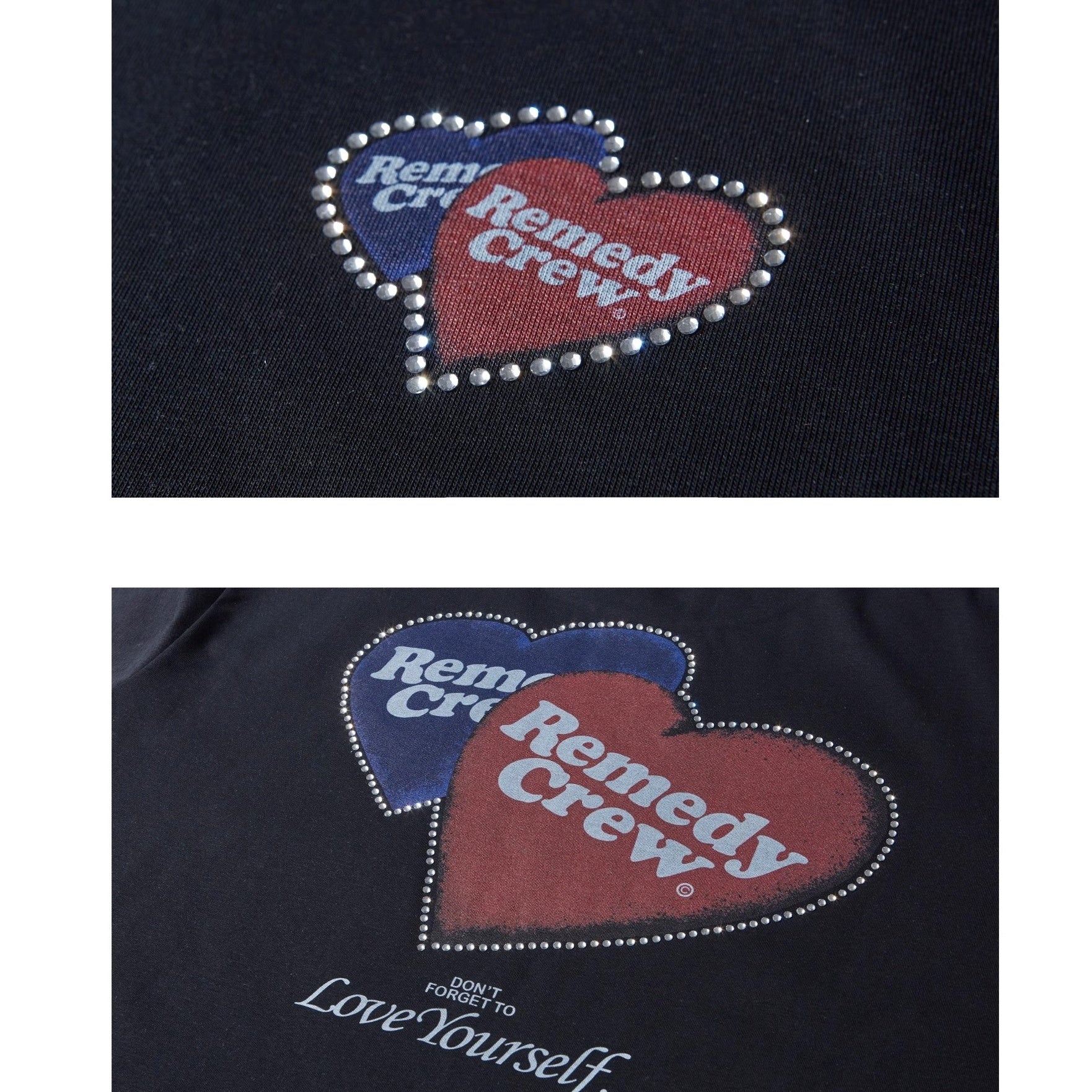 Heart Rhinestone Loose T-shirt MB7365