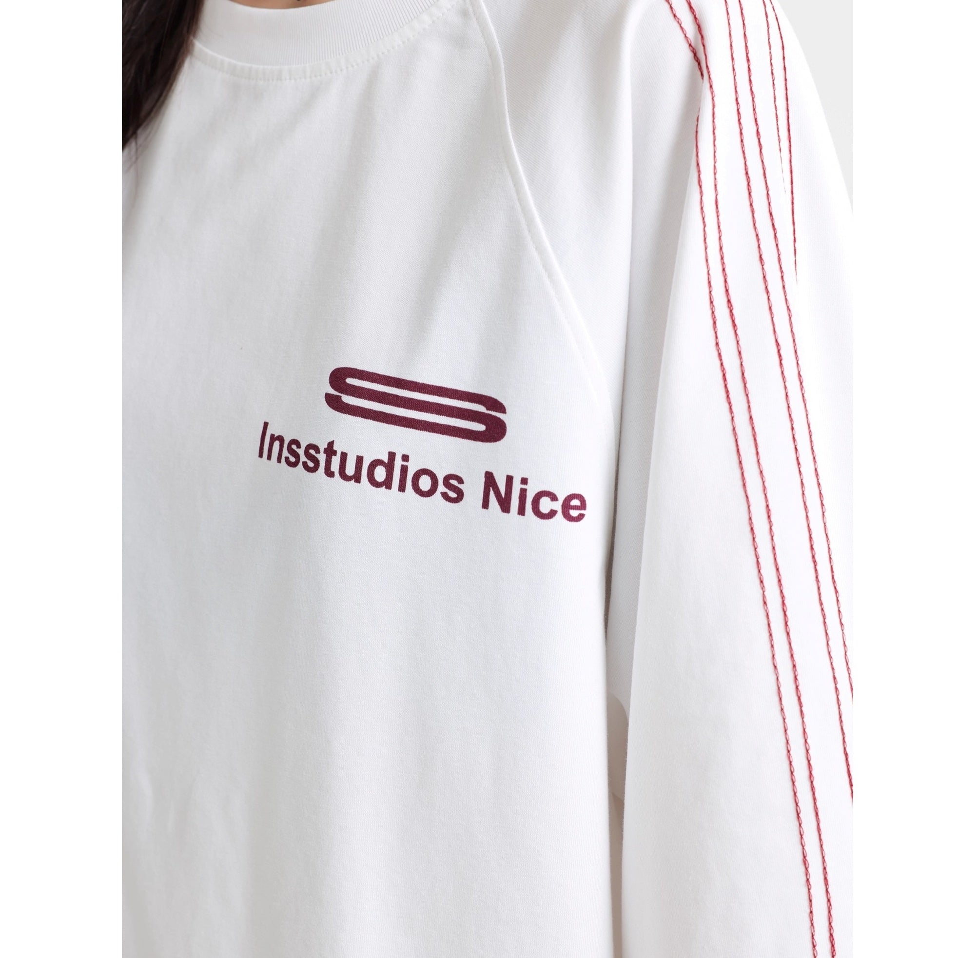 Dotted Line Three Bars LOGO Raglan Long Sleeve T-Shirt IN7071