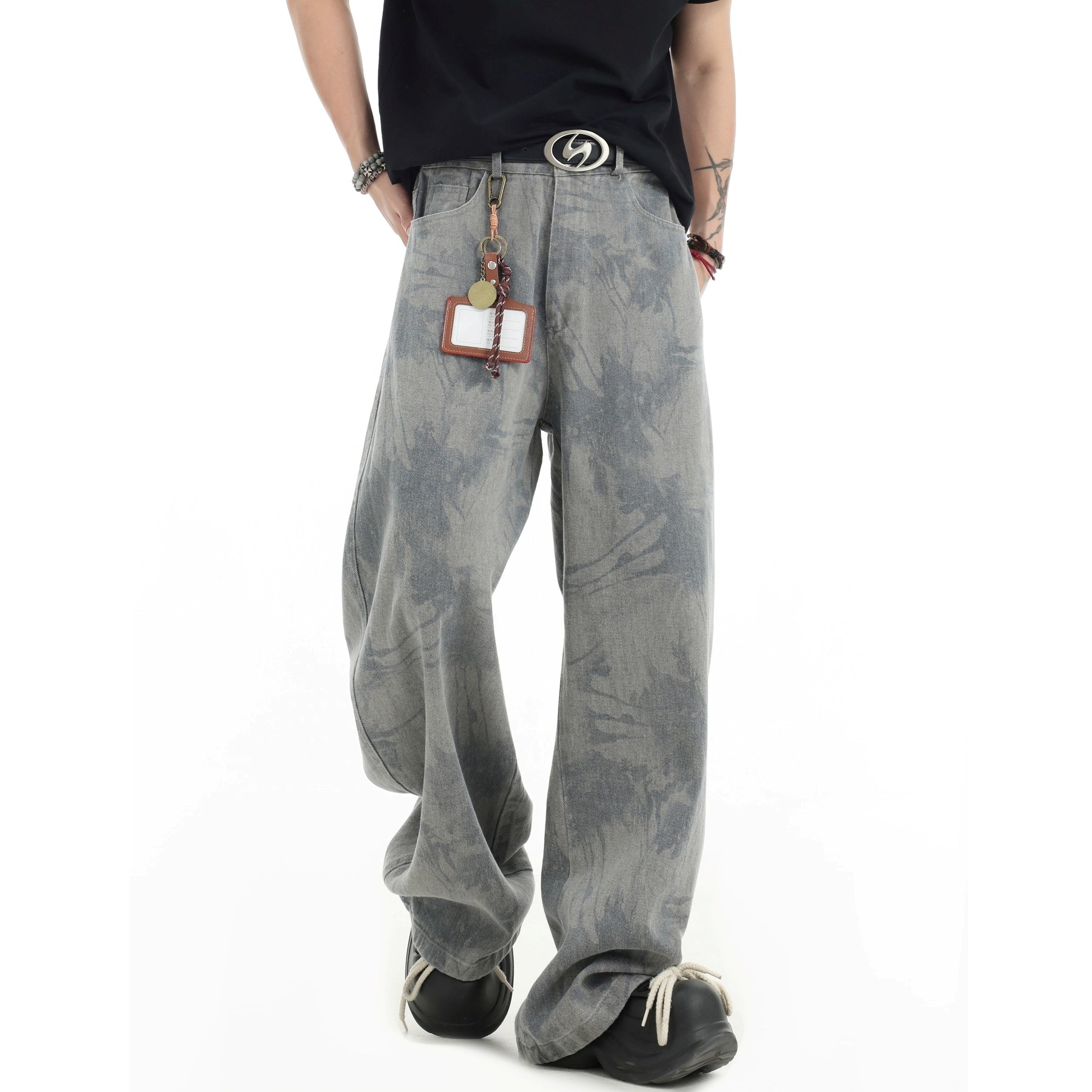 Splashed Ink Tie-dye Wide-Leg Jeans IN7070