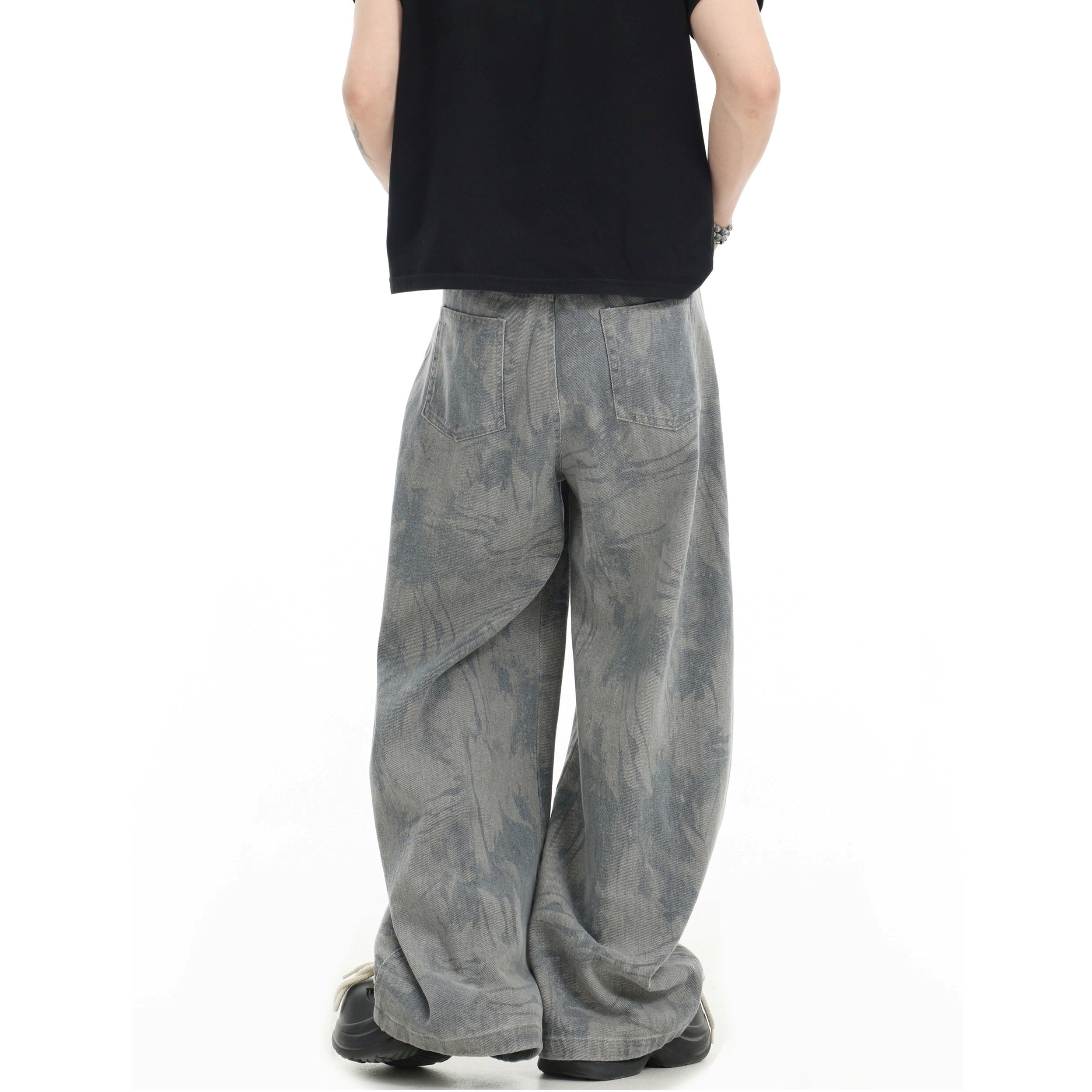 Splashed Ink Tie-dye Wide-Leg Jeans IN7070