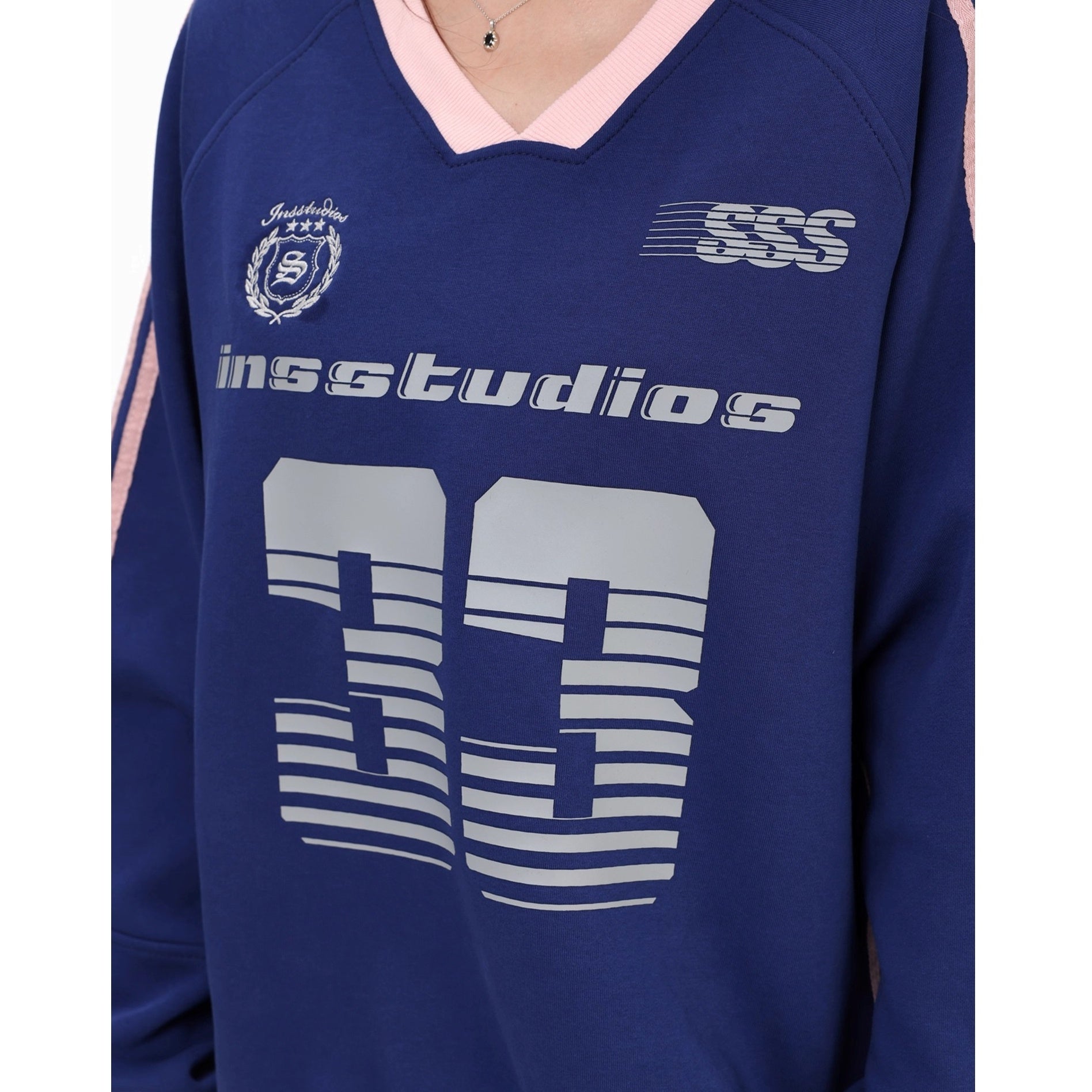 V-Neck Striped Jersey Sweatshirt IN7075