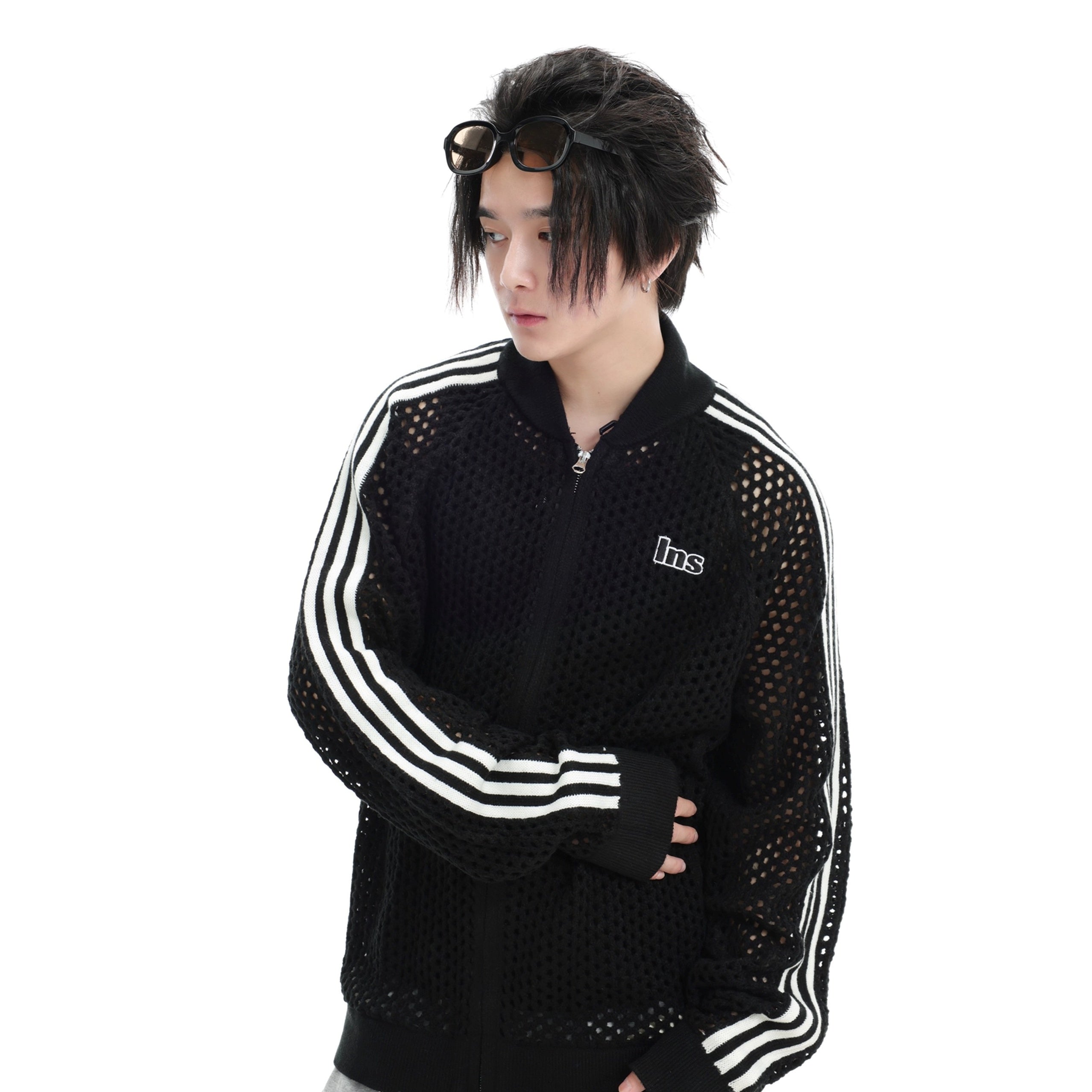 Raglan Mesh Cutout Cardigan Jacket IN7076