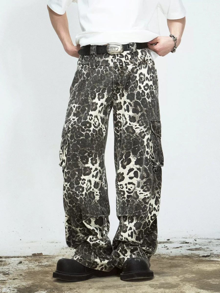 Leopard Print Loose Straight-leg Cargo Pants MB7062