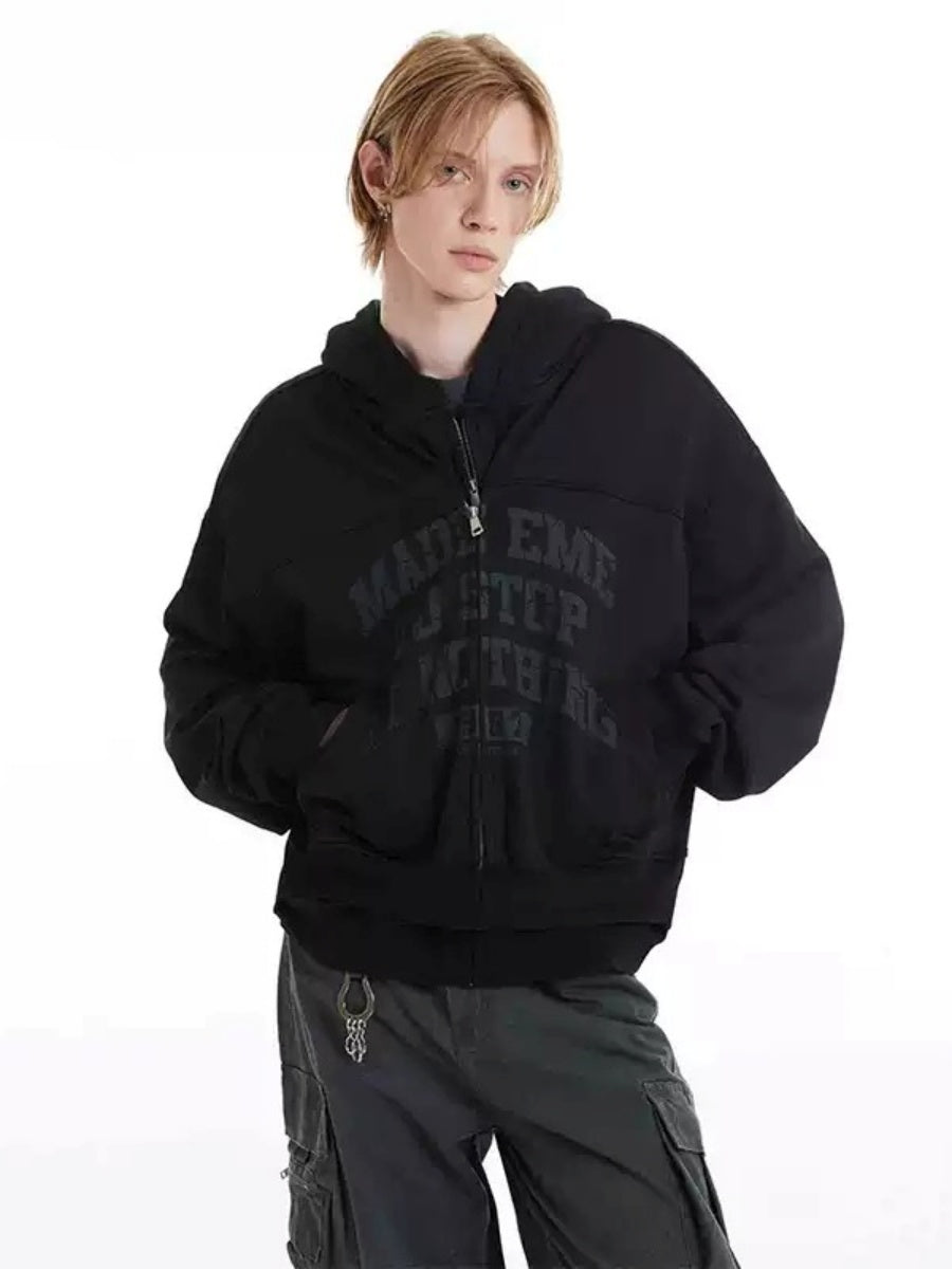 Fake Layered Street Style Zipper Hoodie MB7146