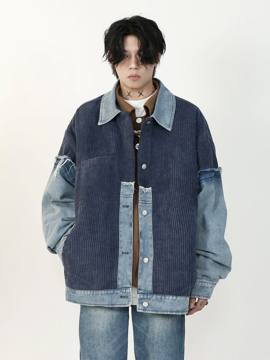 Corduroy Patchwork Denim Jacket MB7139