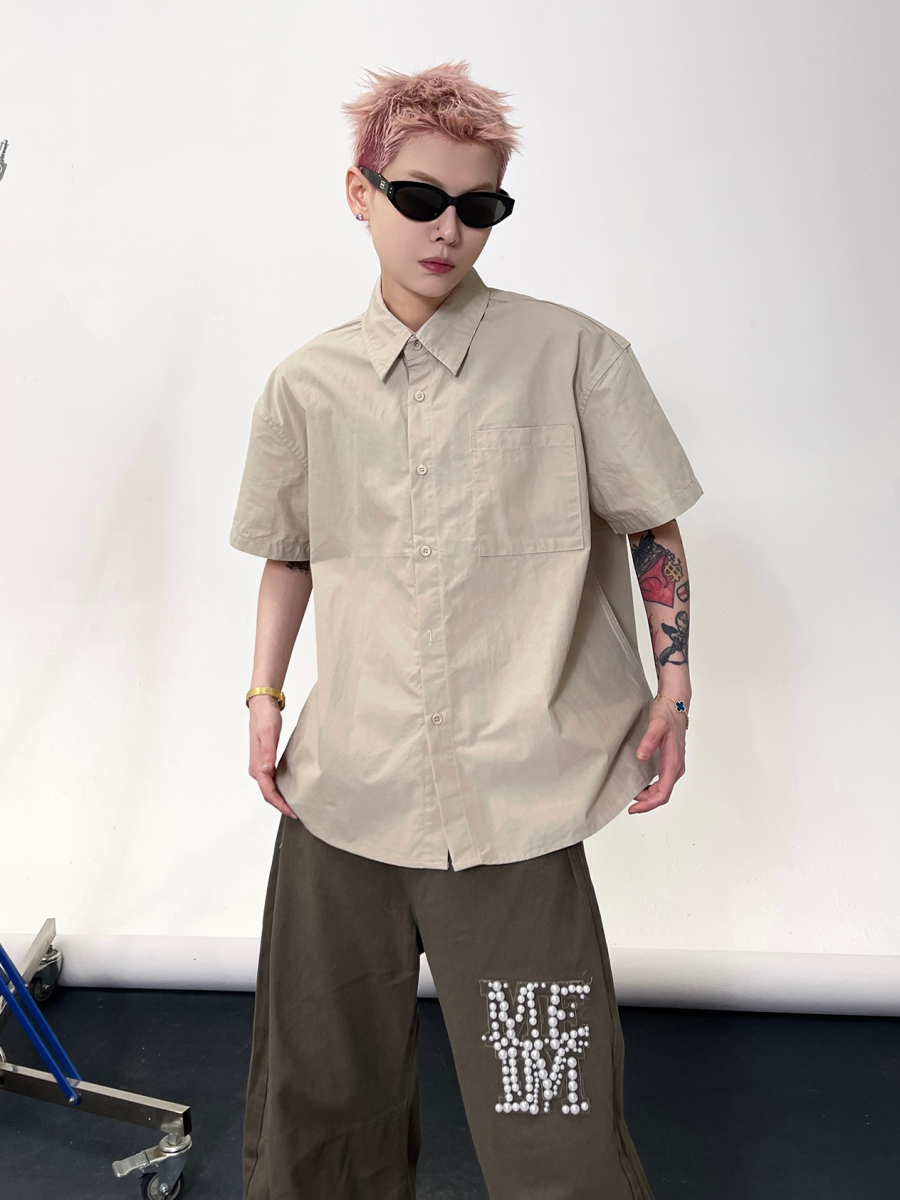 Solid Color Short Sleeve Shirt EAT135