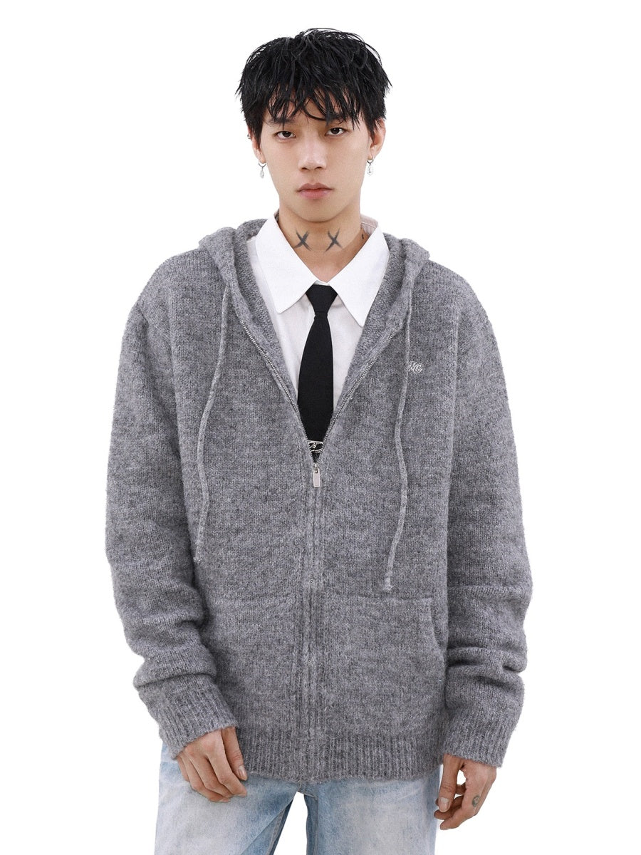 Simple Hooded Knitted Jacket MB7197