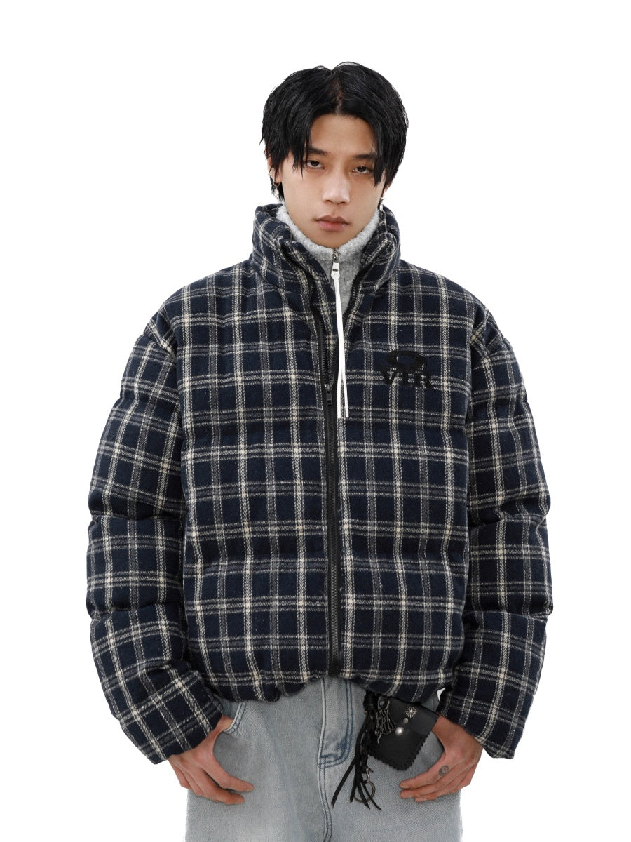 Retro Check Stand Collar Padded Jacket MB7305