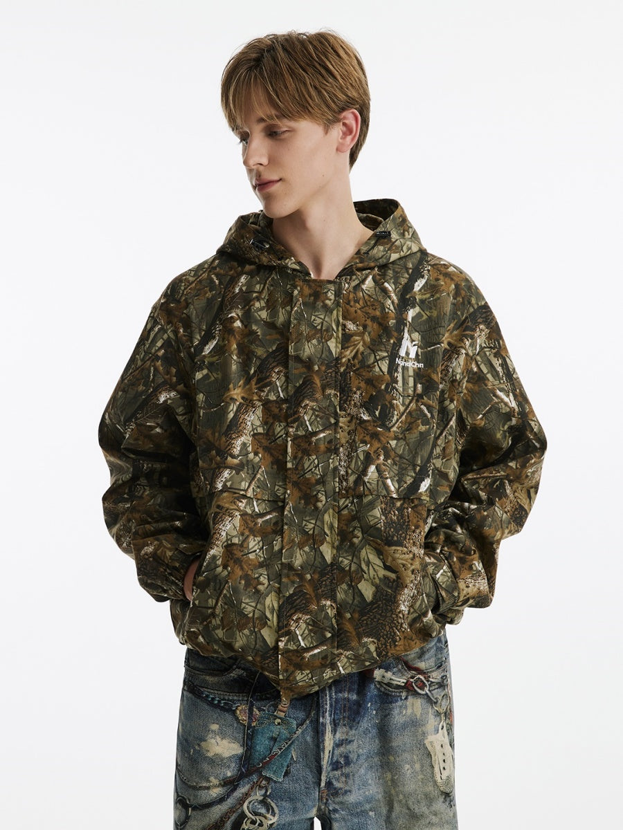 Camouflage Leaf Pattern Loose Hooded Jacket MB7177