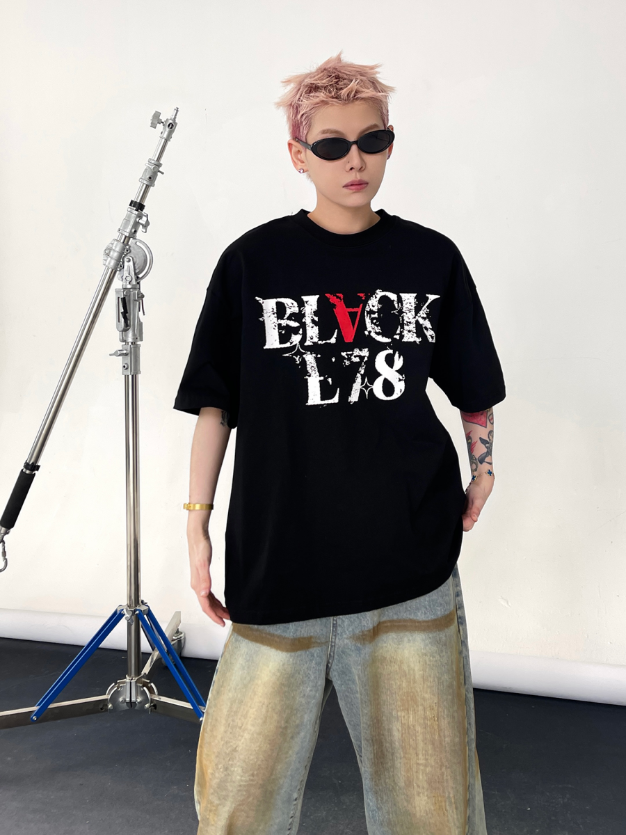 Rubbing Letter Print T-shirt EAT128