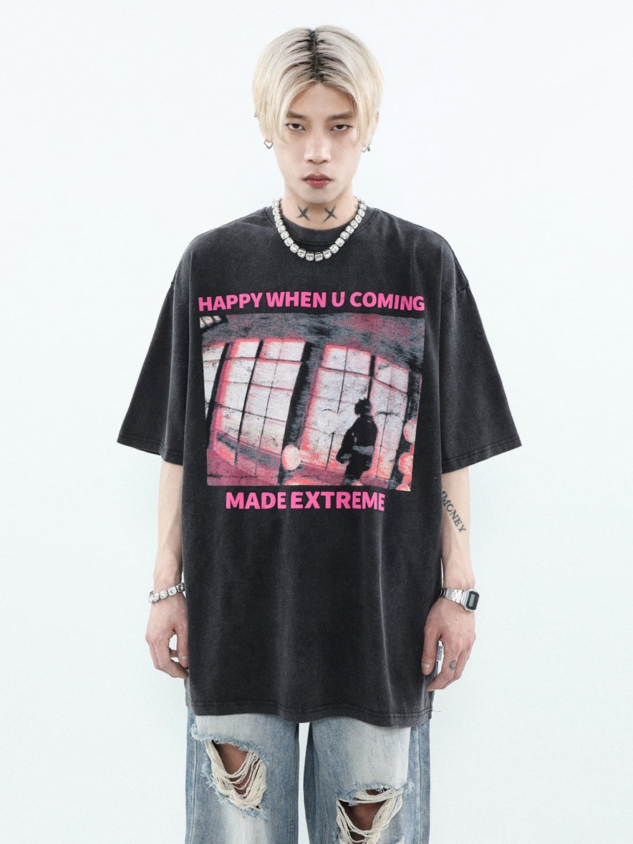 Print Loose Crew Neck T-shirt MR041