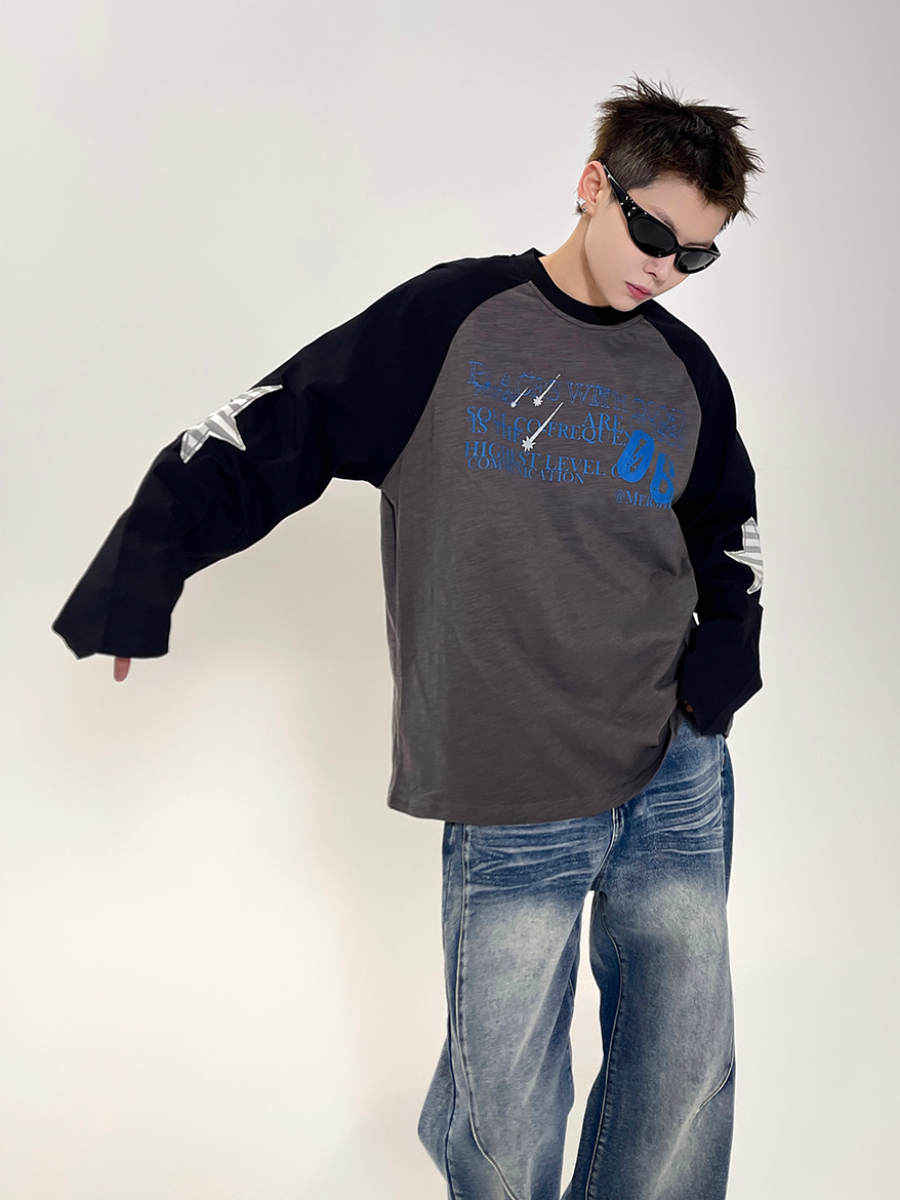 Printed Raglan Long Sleeve T-Shirt EAT075
