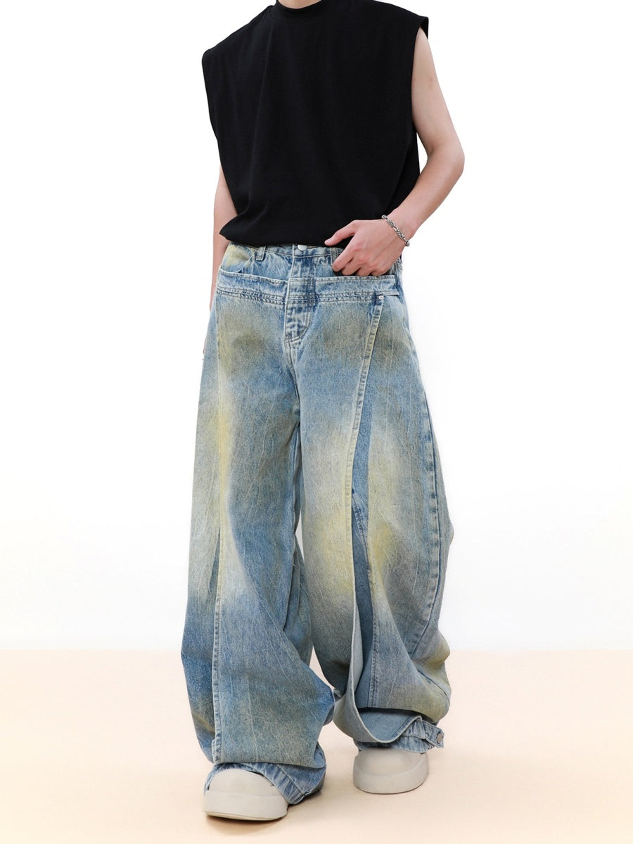 Deconstructed Stitched Wide-leg Dad Jeans MB7046