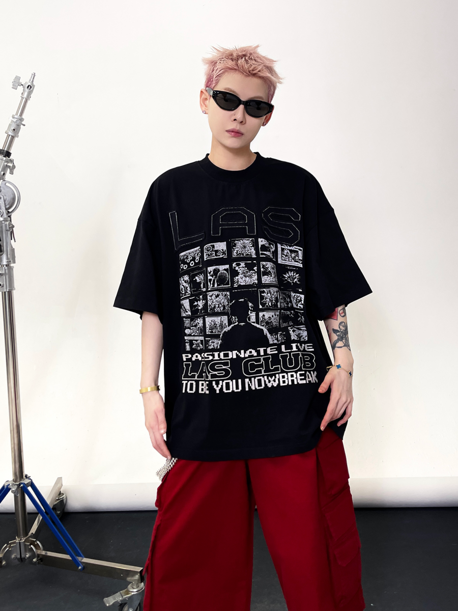 Printed Patch Embroidered T-shirt EAT136