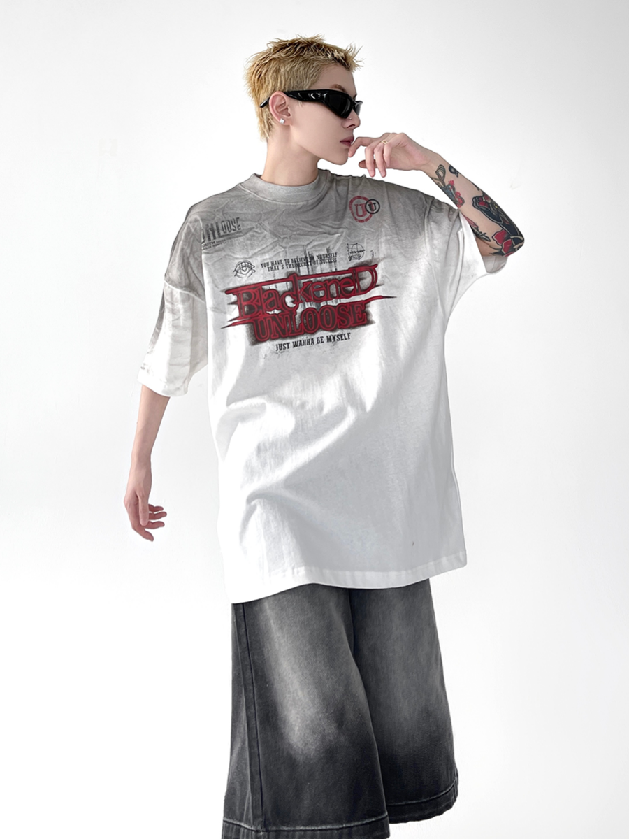 Street Spray Print Design Loose T-Shirt EAT021