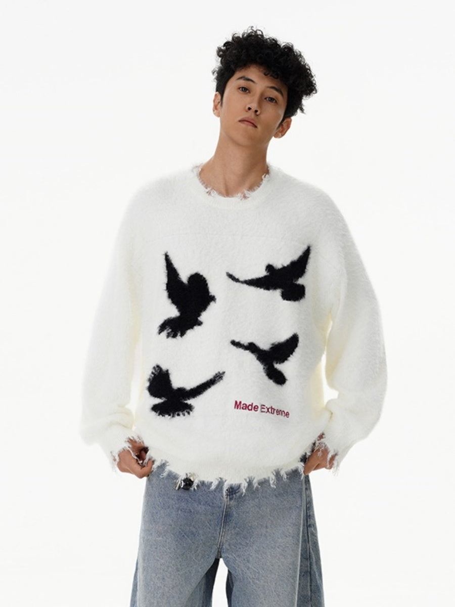 Dove Of Peace Fluffy Knitted Sweater MB7281