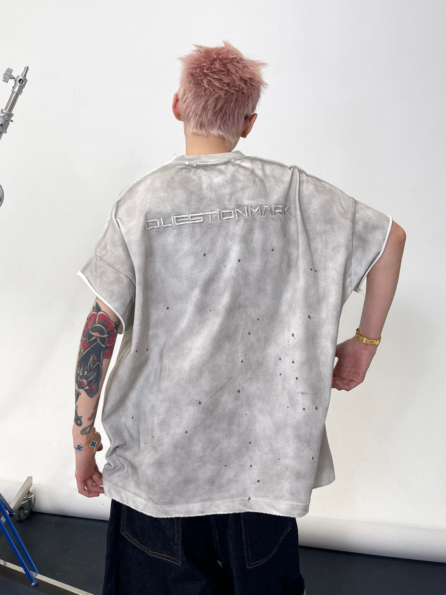 Distressed Wash Splash Ink Stain T-Shirt EAT133