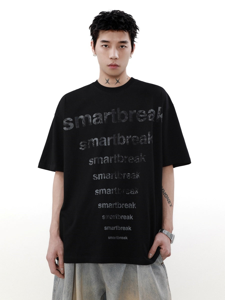 Retro Gradient Letter Print T-shirt MR019