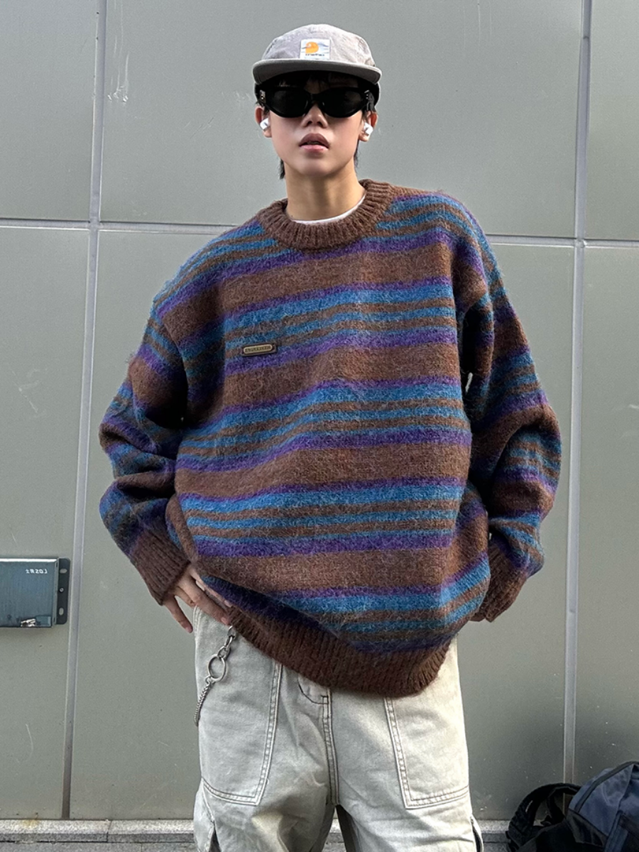 Retro Border Crew Neck Sweater MB7129