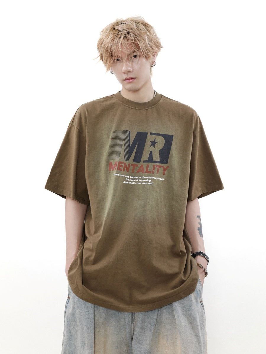 Retro Letter Print Casual T-shirt MR022