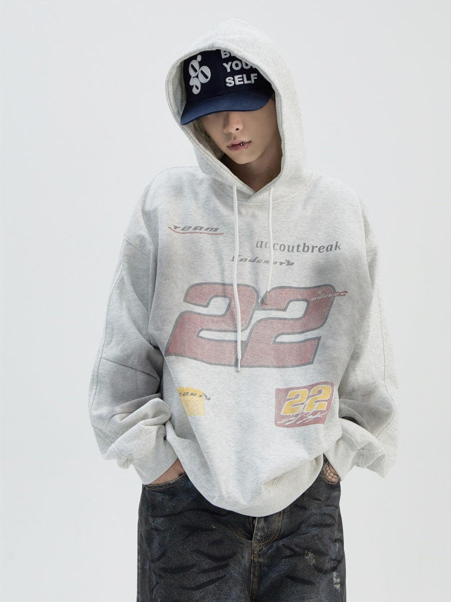 Dirty Print Lettering Hoodie MB7155