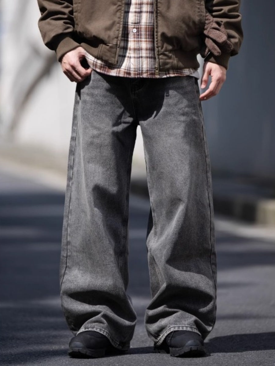 Washed Loose Straight Jeans BI2014