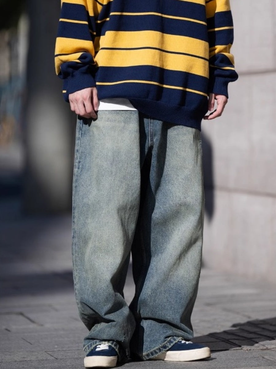 Washed Loose Straight Jeans BI2029