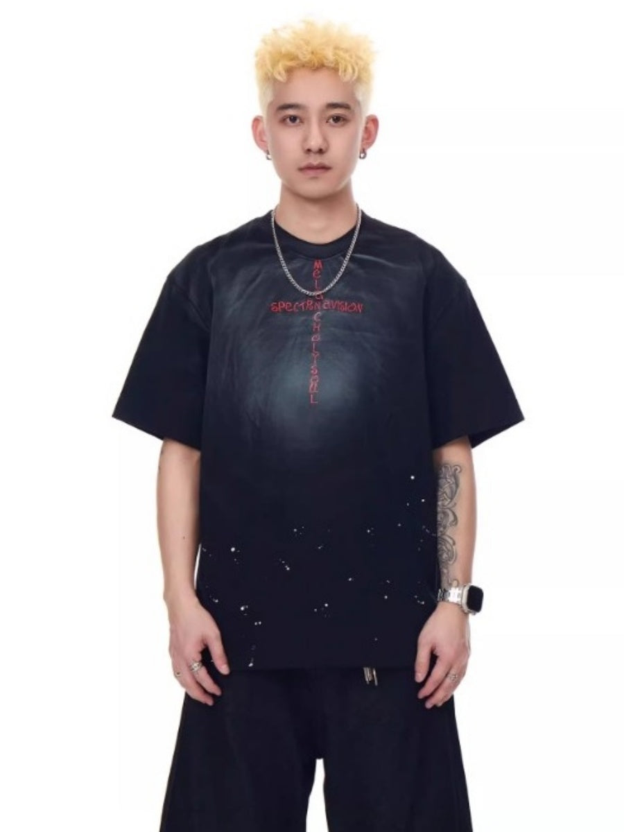 Dirty Gradation Embroidery T-shirt MB7350