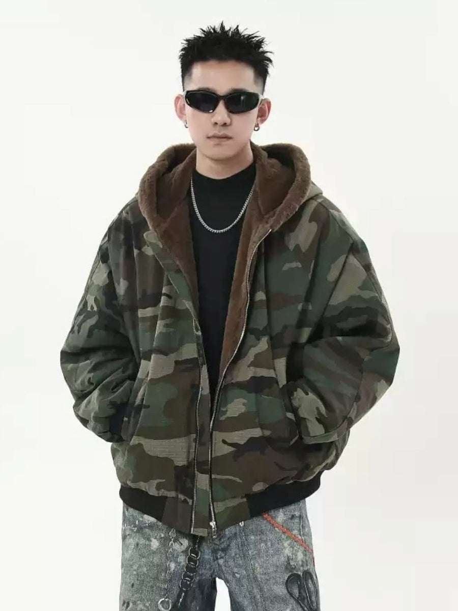 Camouflage Fur Collar Hooded Jacket MB7241