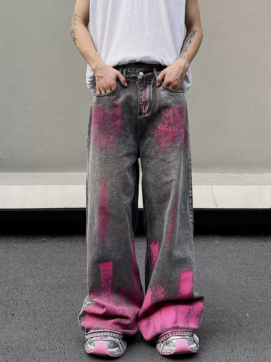 High Street Hand-painted Graffiti Washed Jeans MB7099