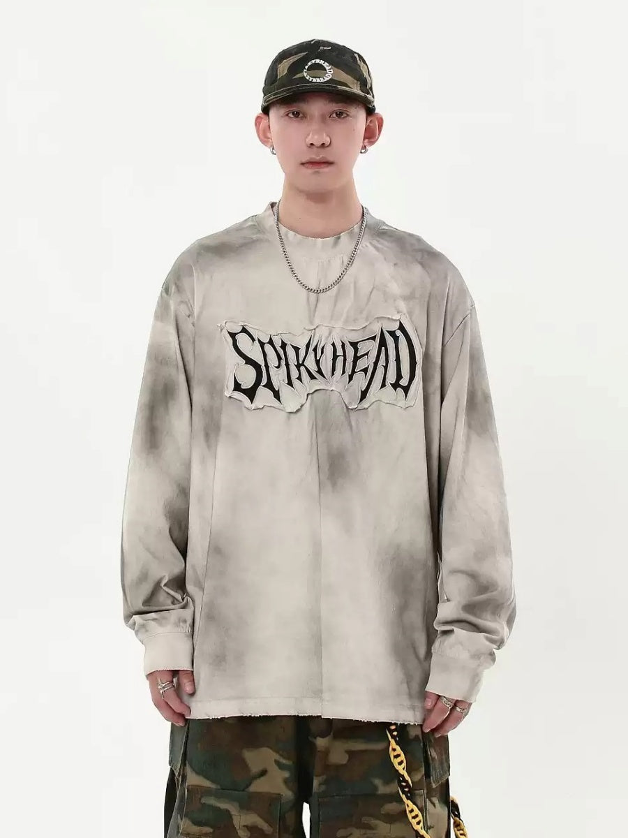 Street Dirty Patch Embroidery Long Sleeve T-Shirt MB7030