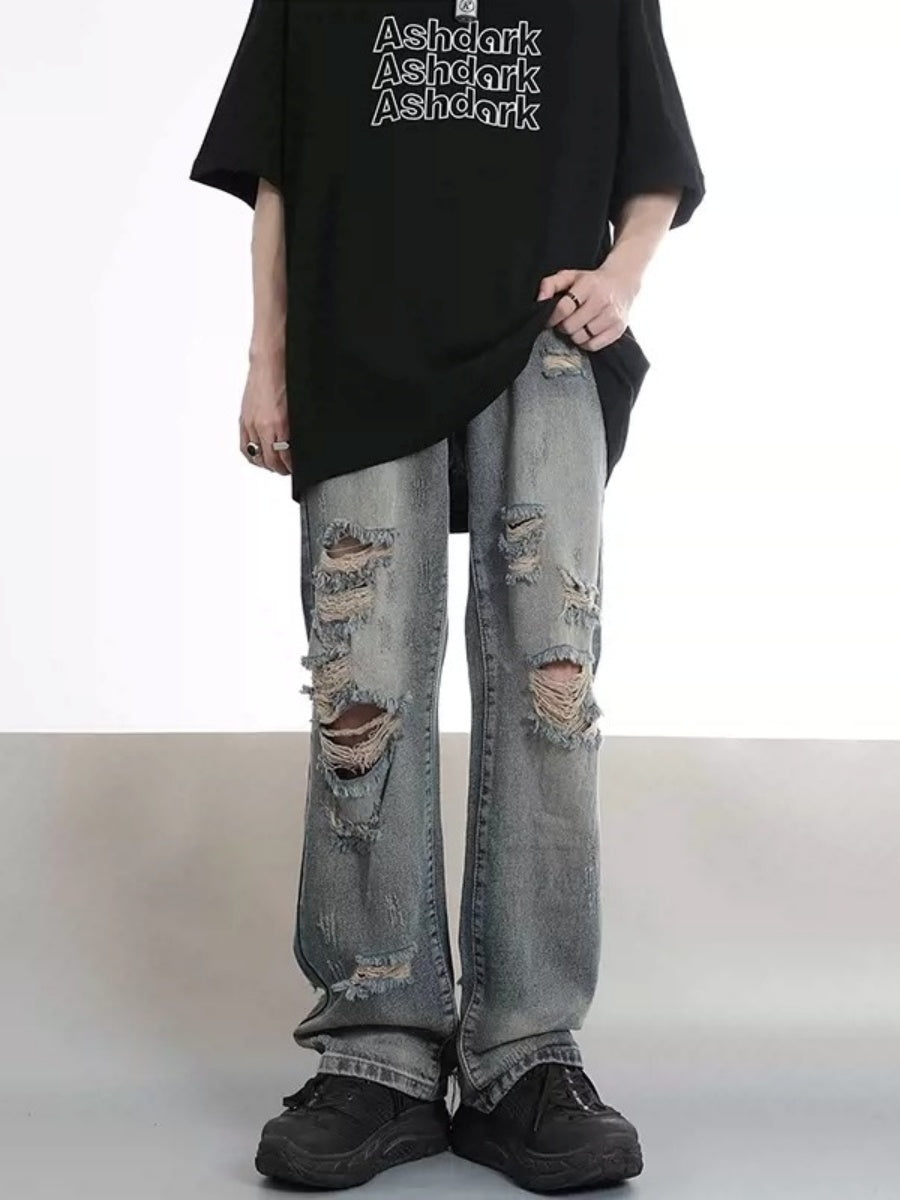 Ripped Loose Straight Jeans MB7008