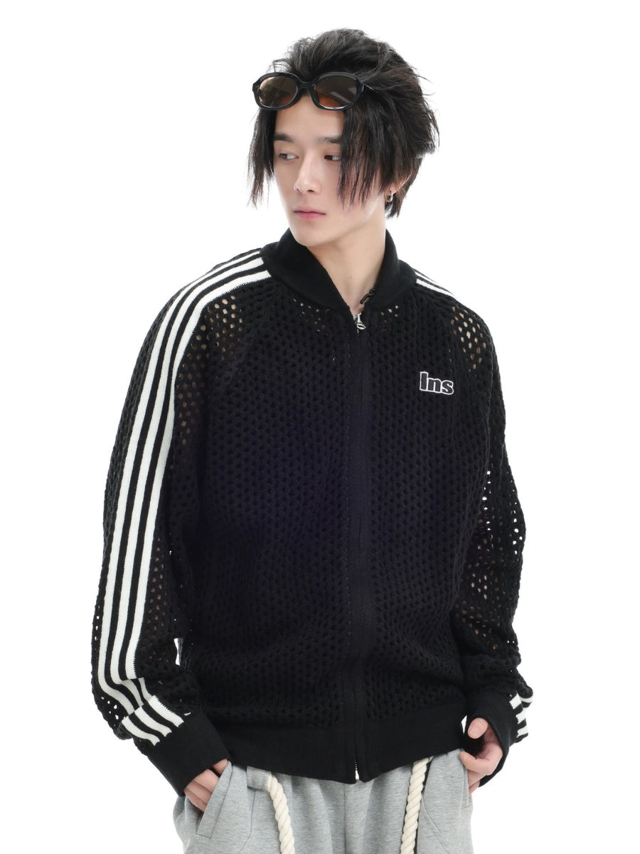 Raglan Mesh Cutout Cardigan Jacket IN7076