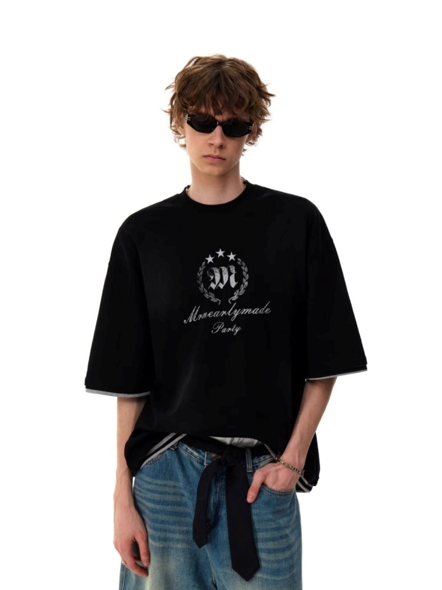 Alphabet Print Fake Two T-Shirt MR056