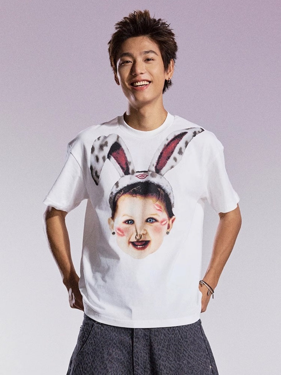 Fun Rabbit Treasure Print T-shirt MB7359