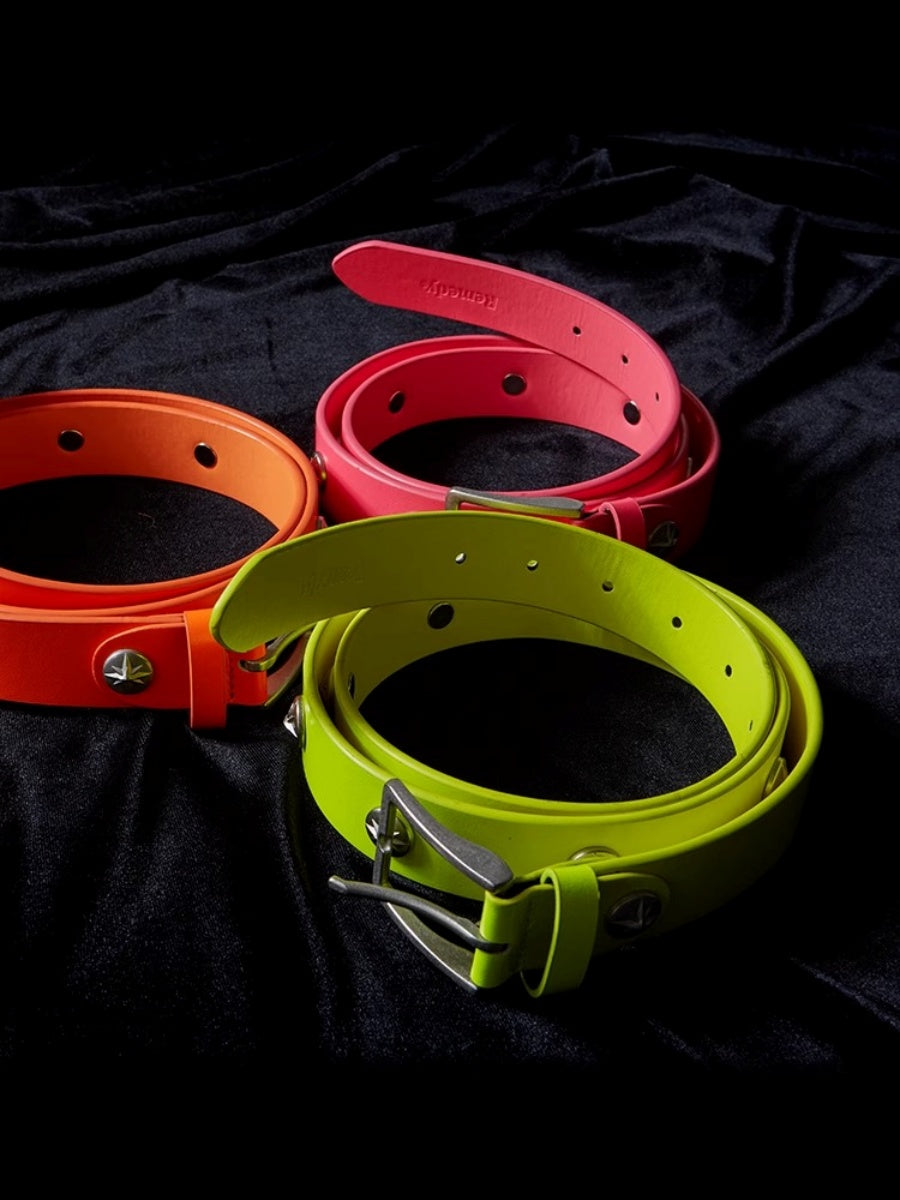Highlighter Color Rivet Leather Belt MB7367