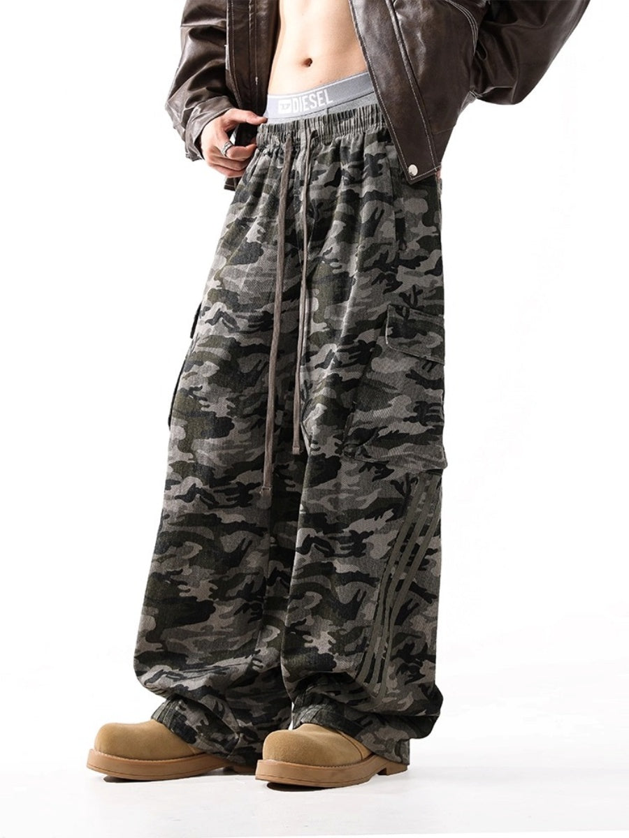Side Stripe Camouflage Cargo Pants BL1032