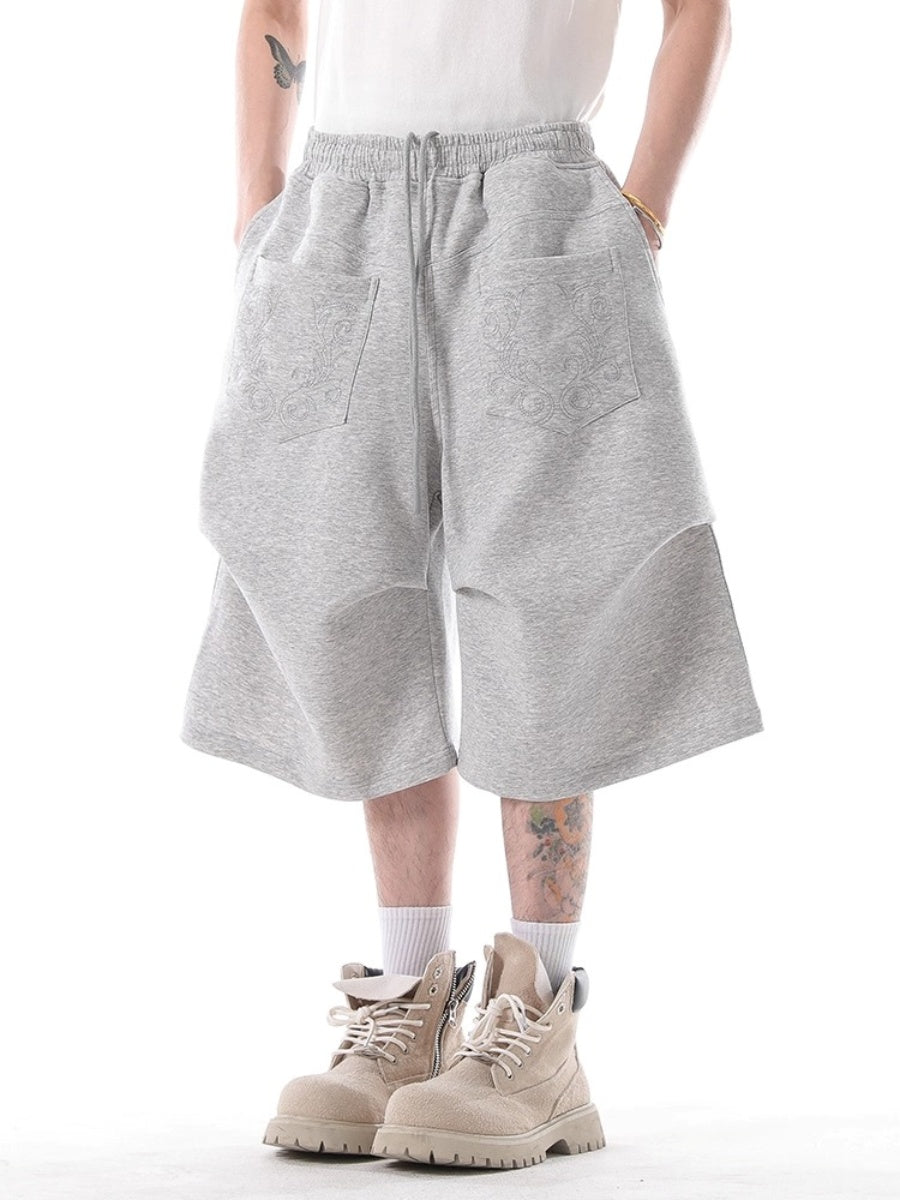 Pleated Sport Wide-Leg Sweat Half Pants BL1022