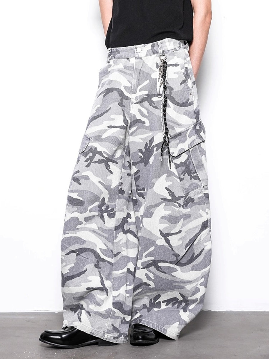 Camouflage Wide Leg Curve Cargo Pants BL1019