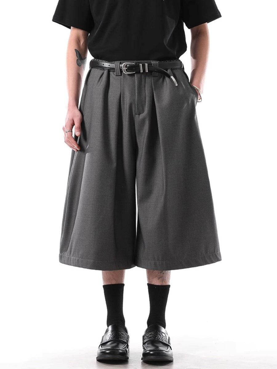 Tuck Design Draped Wide Cropped Pants BL1033