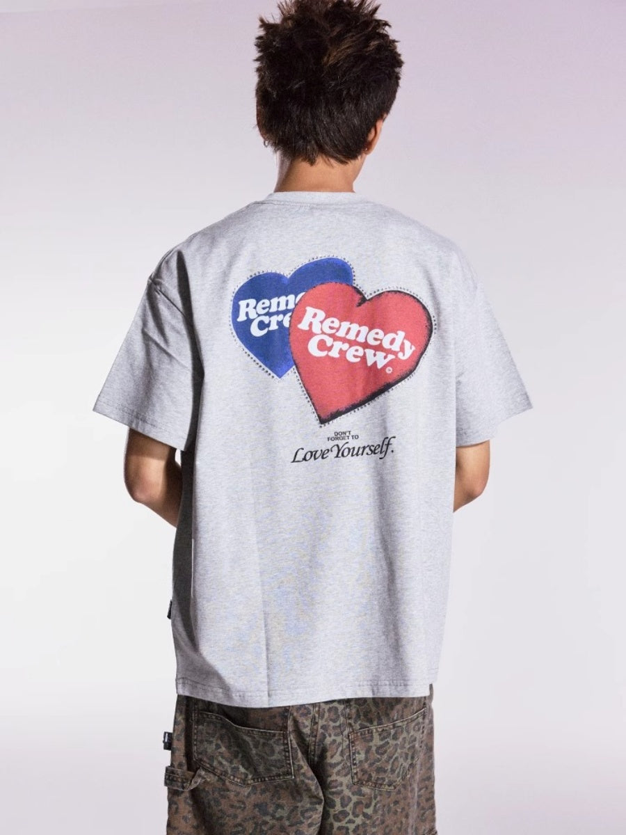 Heart Rhinestone Loose T-shirt MB7365
