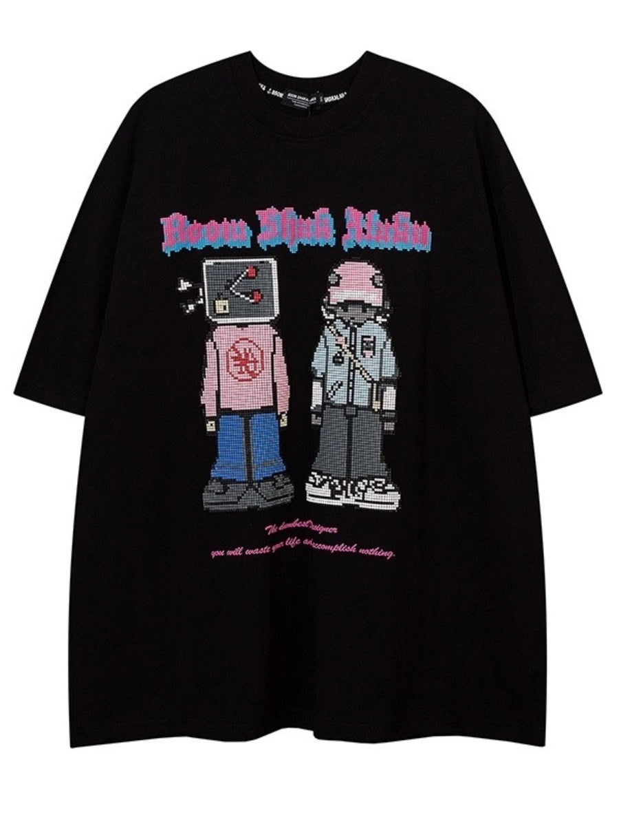 Retro Cartoon Love Print T-shirt NH7006