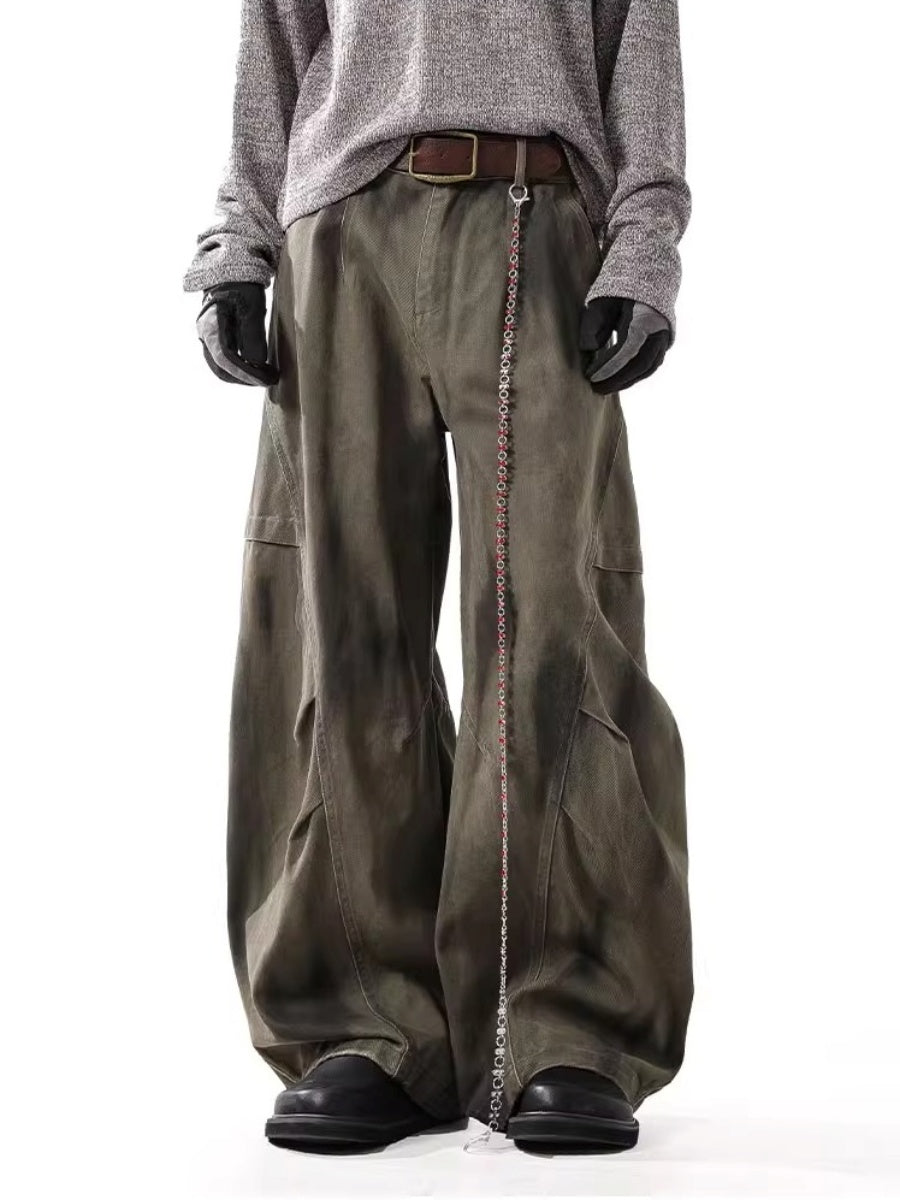 Dirty Washed Distressed Casual Curve Pants BL1031